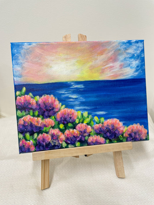 Hydrangea seascape painting