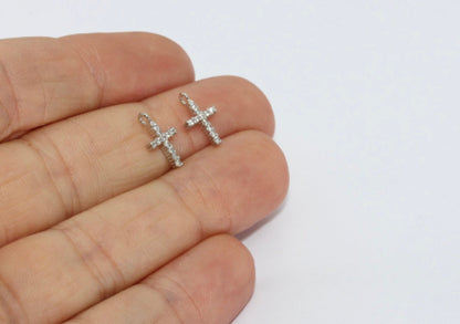 Studded cross charm necklace