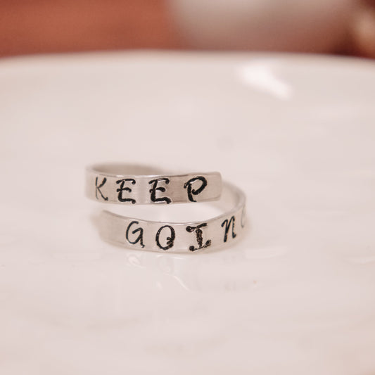 Keep going silver ring