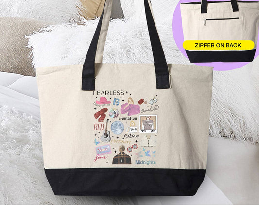 Taylor Era's Inspired -  Pop Music Canvas Zipper Tote Bag