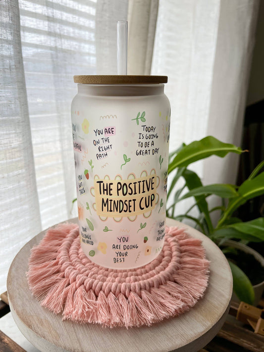 Positive Mindset Glass Cup
